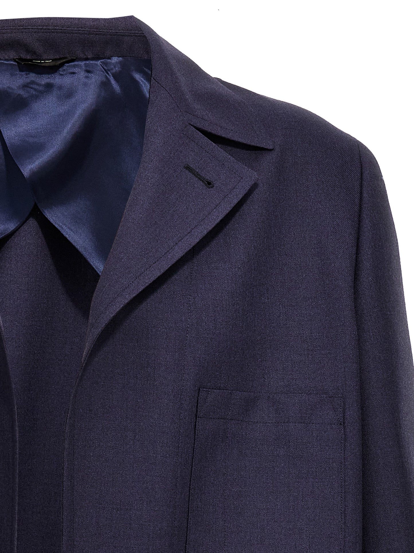 Blue Virgin Wool Full-Length Jacket