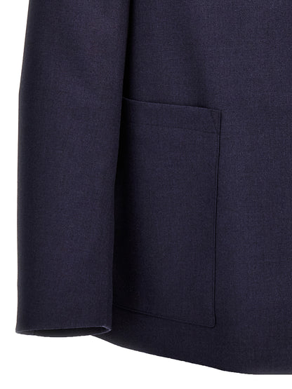 Blue Virgin Wool Full-Length Jacket
