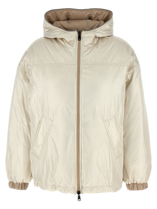 Beige Polyester Full-Length Jacket