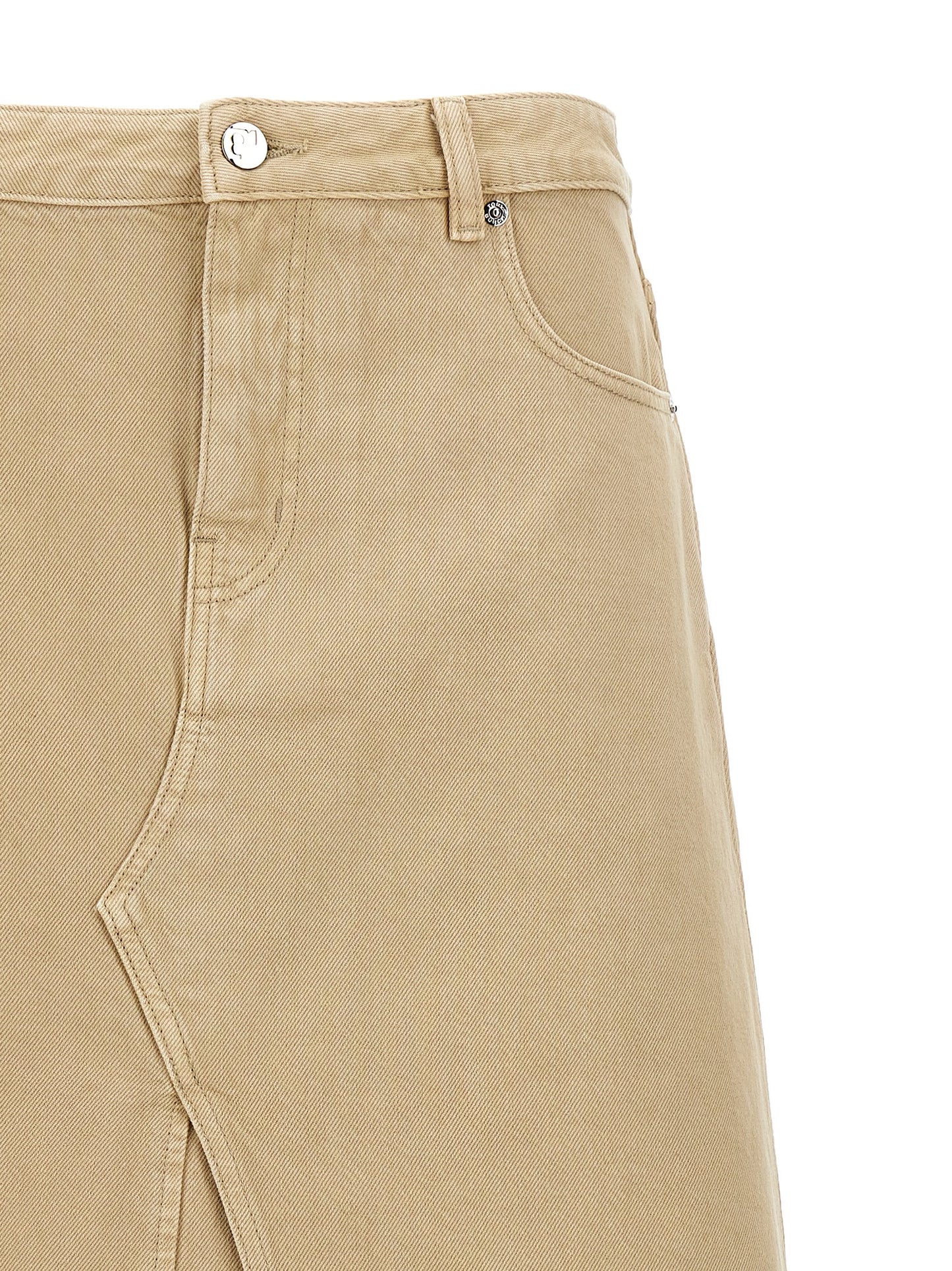 Beige Cotton Midi Skirt