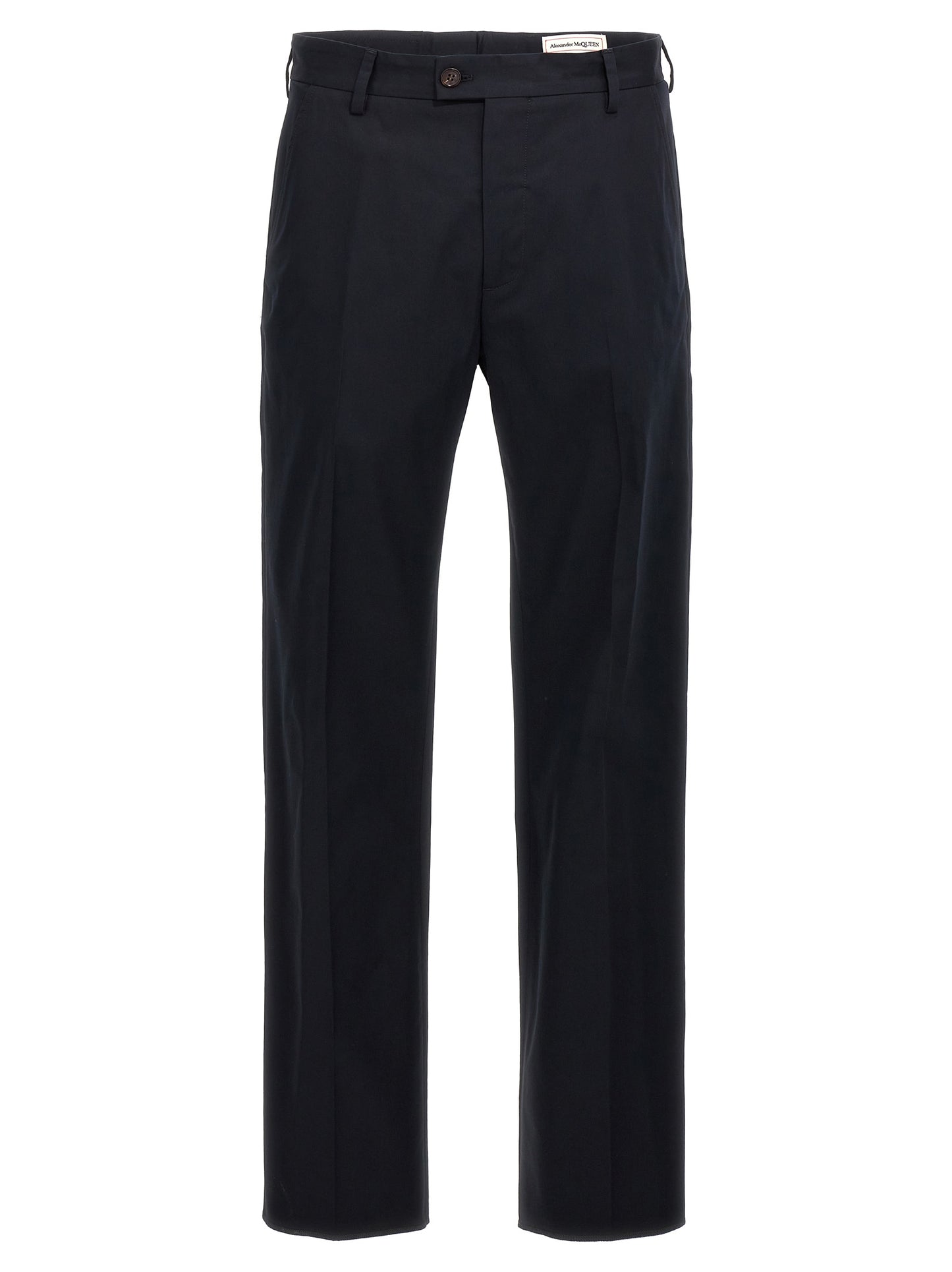 Blue Cotton Casual Pants