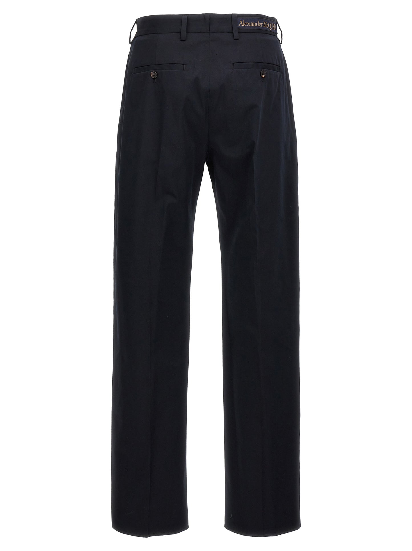 Blue Cotton Casual Pants