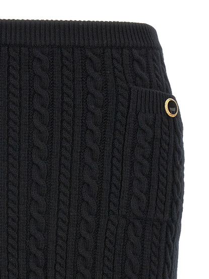 Black Wool Long Skirt