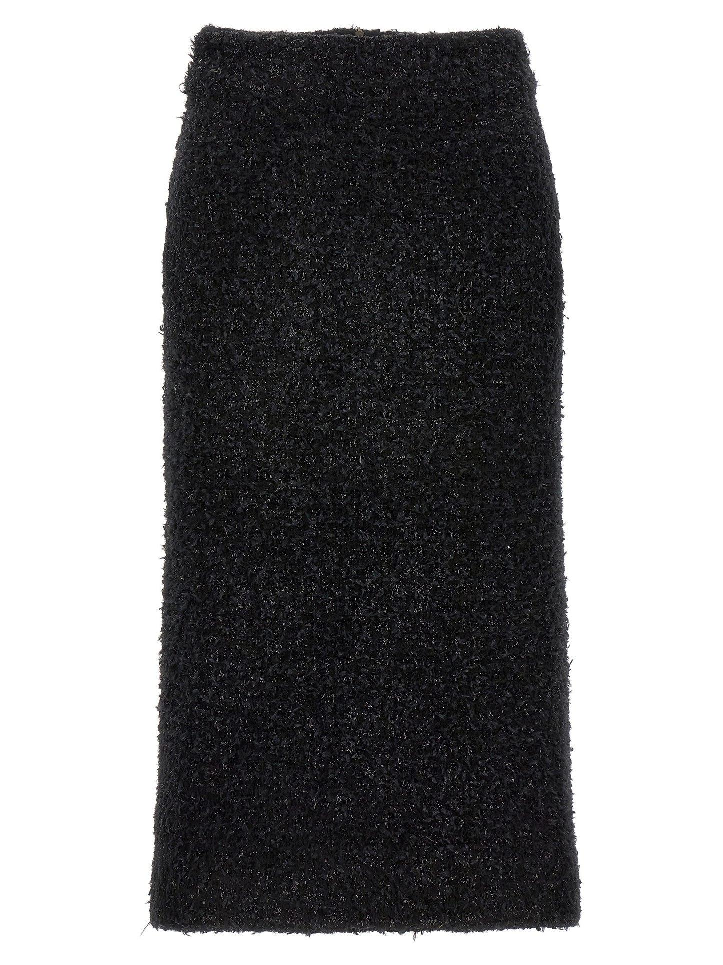 Black Cotton Midi Skirt
