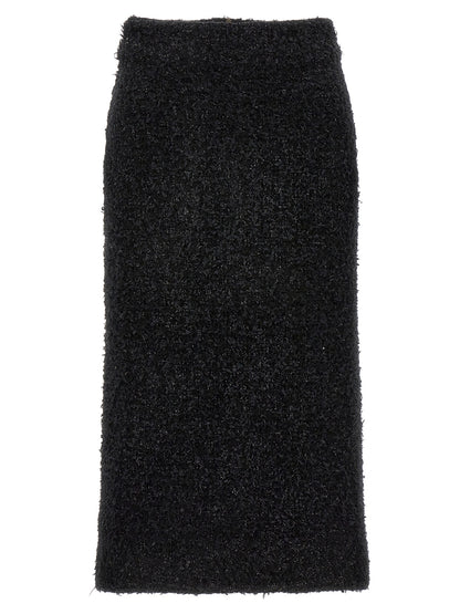 Black Cotton Midi Skirt