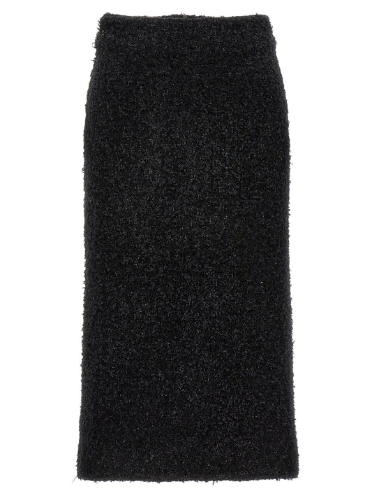 Black Cotton Midi Skirt