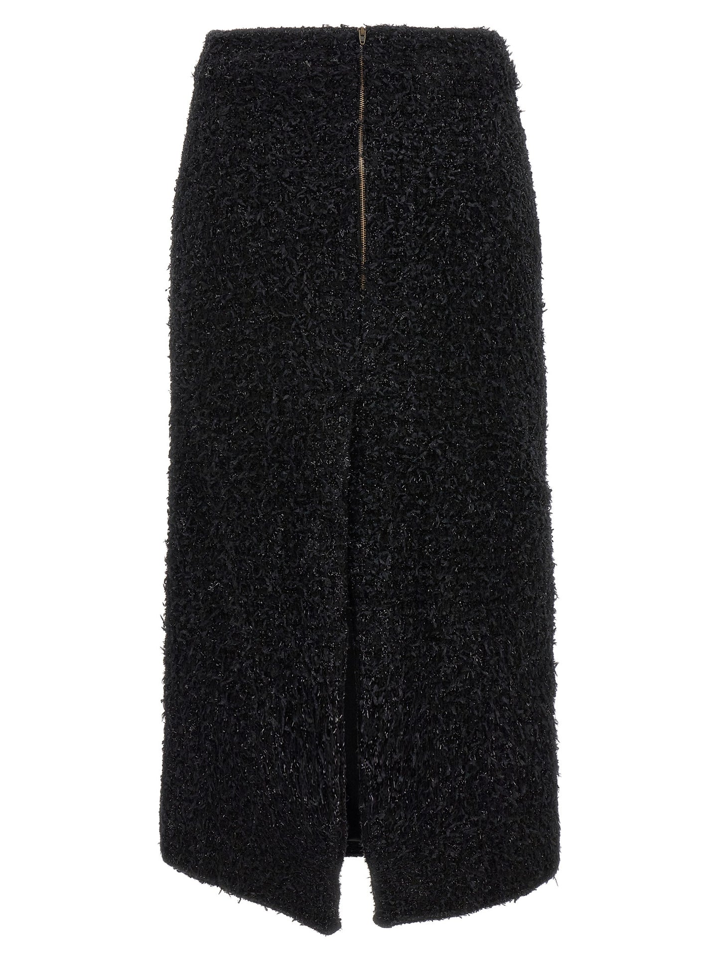 Black Cotton Midi Skirt