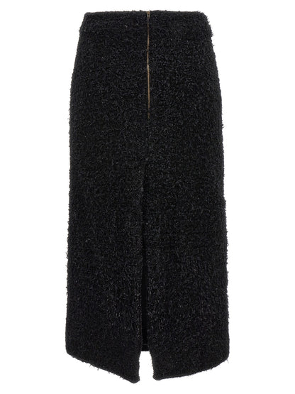 Black Cotton Midi Skirt