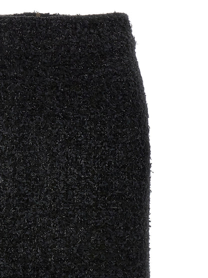 Black Cotton Midi Skirt