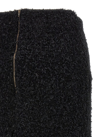 Black Cotton Midi Skirt