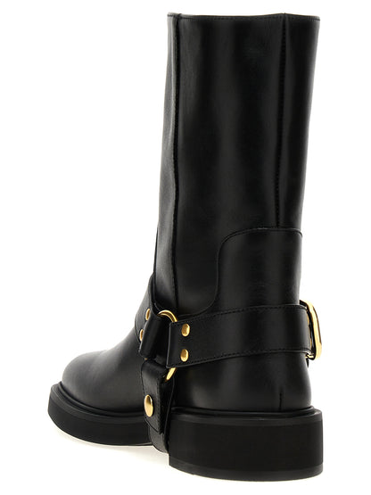Black Calfskin Ankle Boots