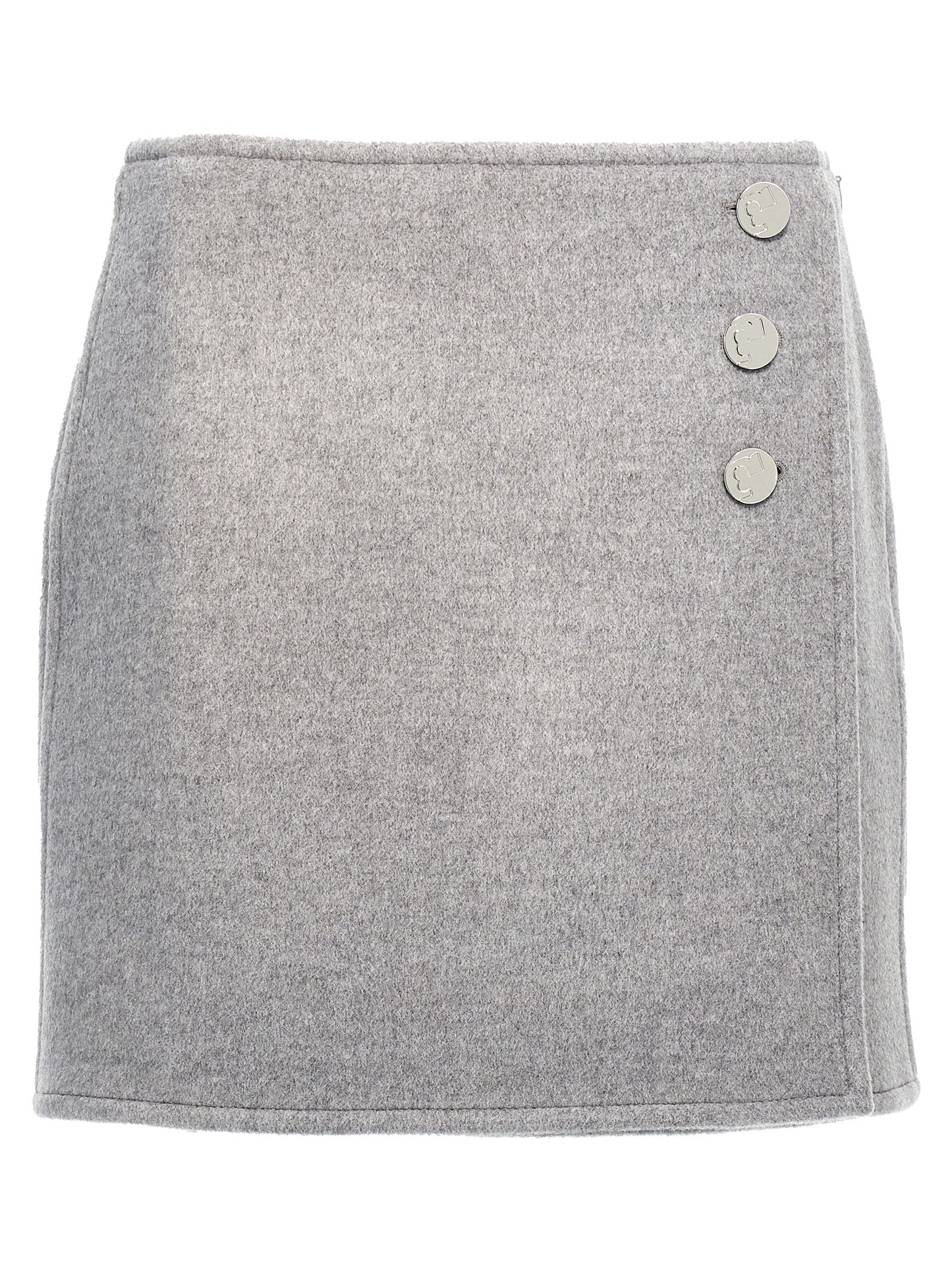 Gray Wool Long Skirt