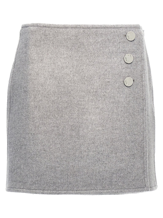 Gray Wool Long Skirt