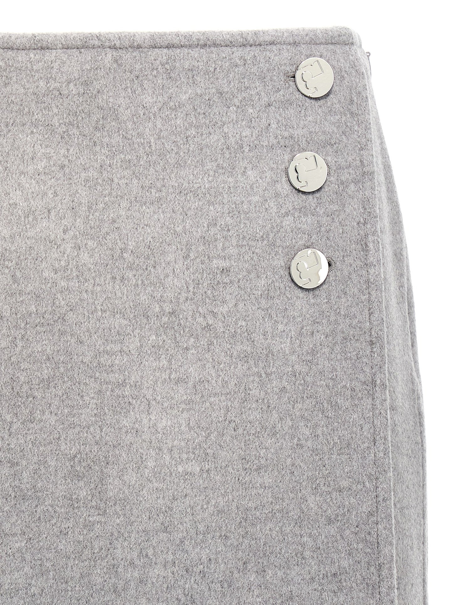 Gray Wool Long Skirt