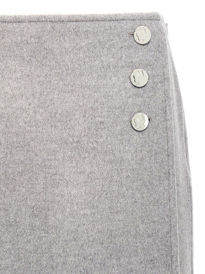 Gray Wool Long Skirt