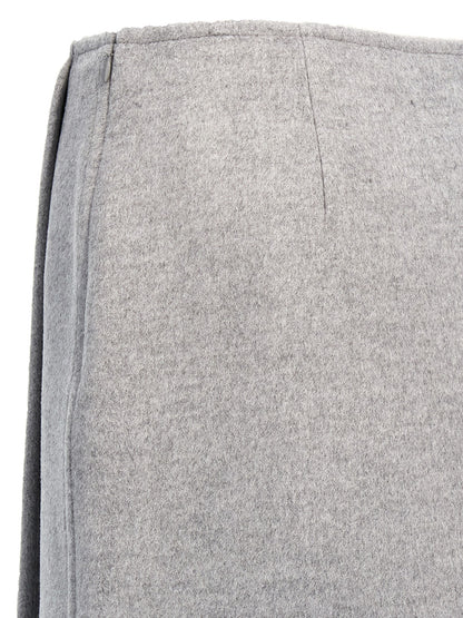 Gray Wool Long Skirt