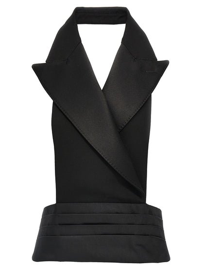 Black Silk Sleeveless Jacket