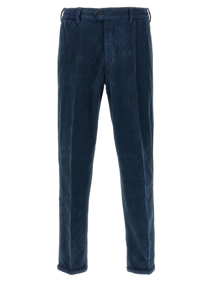 Blue Cotton Casual Pants