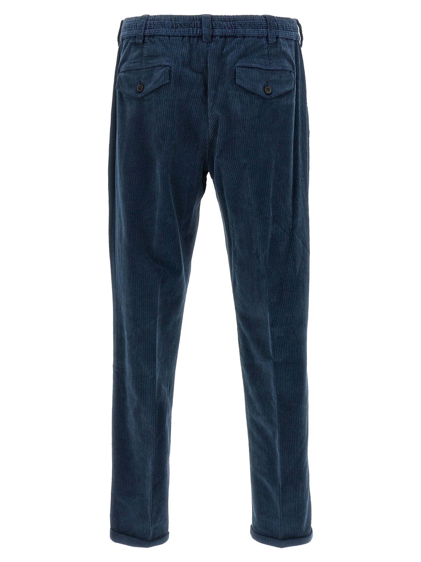Blue Cotton Casual Pants