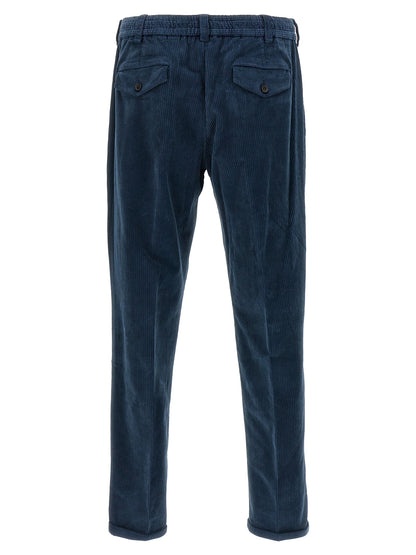 Blue Cotton Casual Pants
