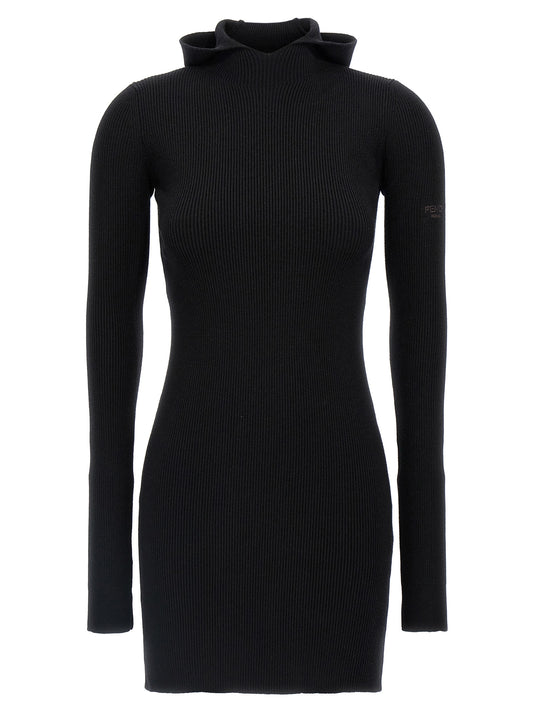 Black Wool Short Dress