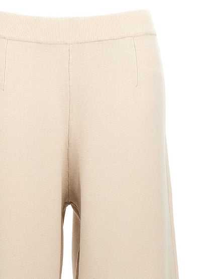 Beige Viscose Casual Pants
