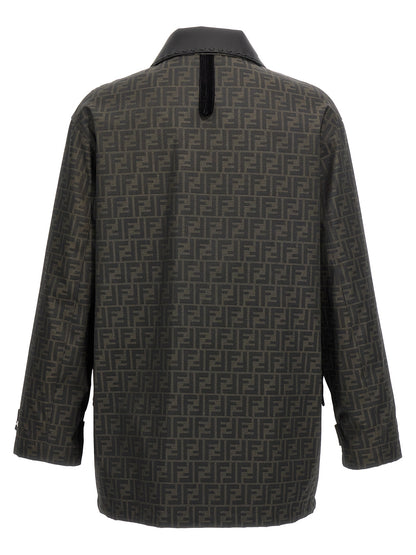 Brown Polyester Full-Length Jacket