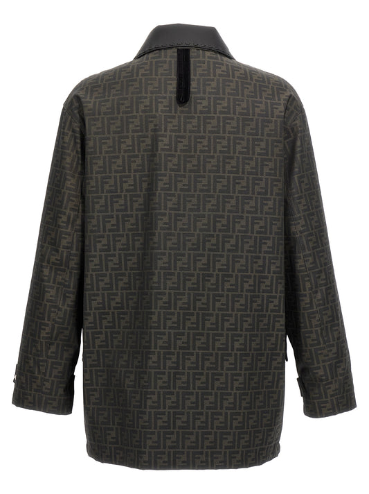 Brown Polyester Full-Length Jacket