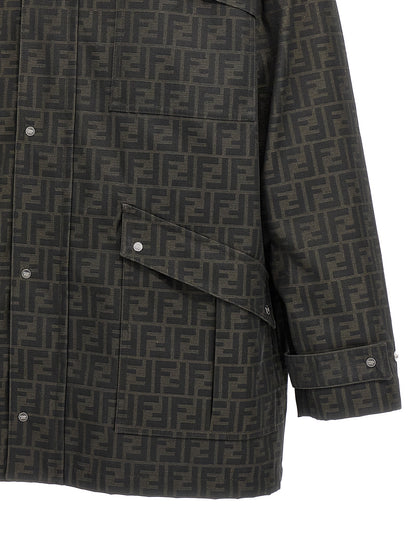 Brown Polyester Full-Length Jacket