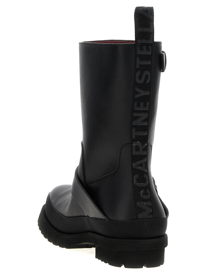 Black Polyester Ankle Boots