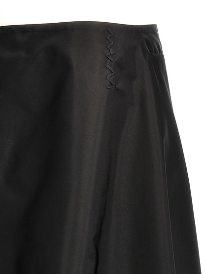 Black Polyamide Midi Skirt
