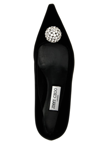 Black Textile Mid Heel Pumps