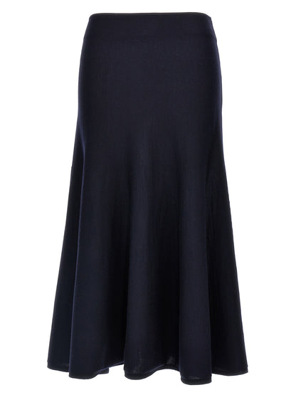 Blue Wool Midi Skirt