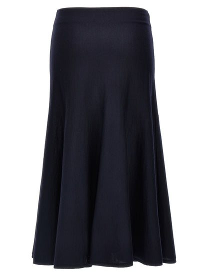 Blue Wool Midi Skirt