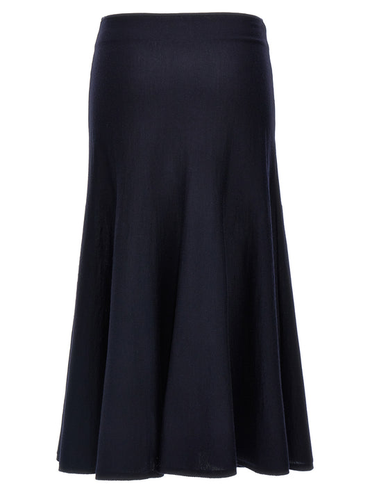 Blue Wool Midi Skirt