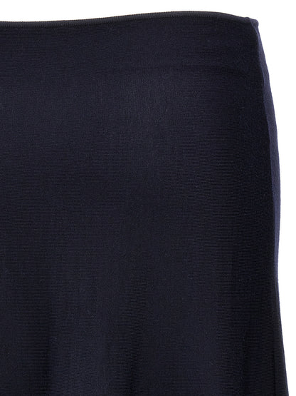 Blue Wool Midi Skirt
