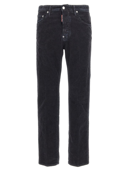 Blue Cotton Casual Pants
