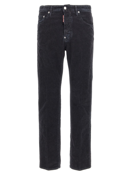 Blue Cotton Casual Pants