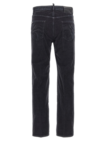 Blue Cotton Casual Pants