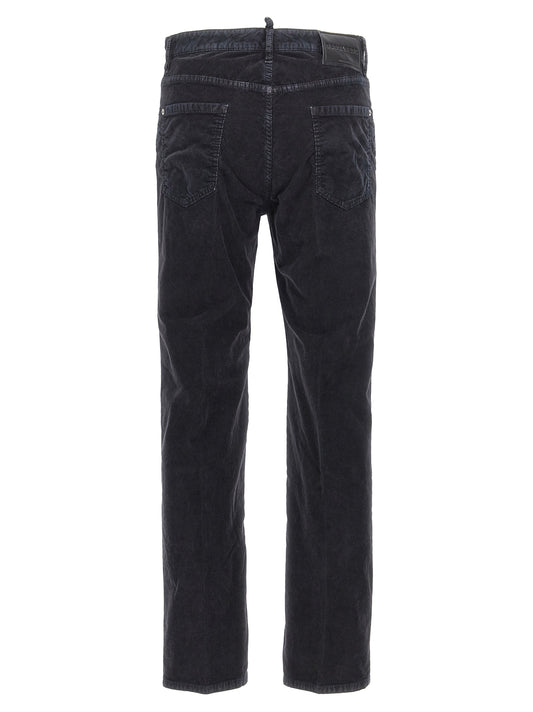 Blue Cotton Casual Pants