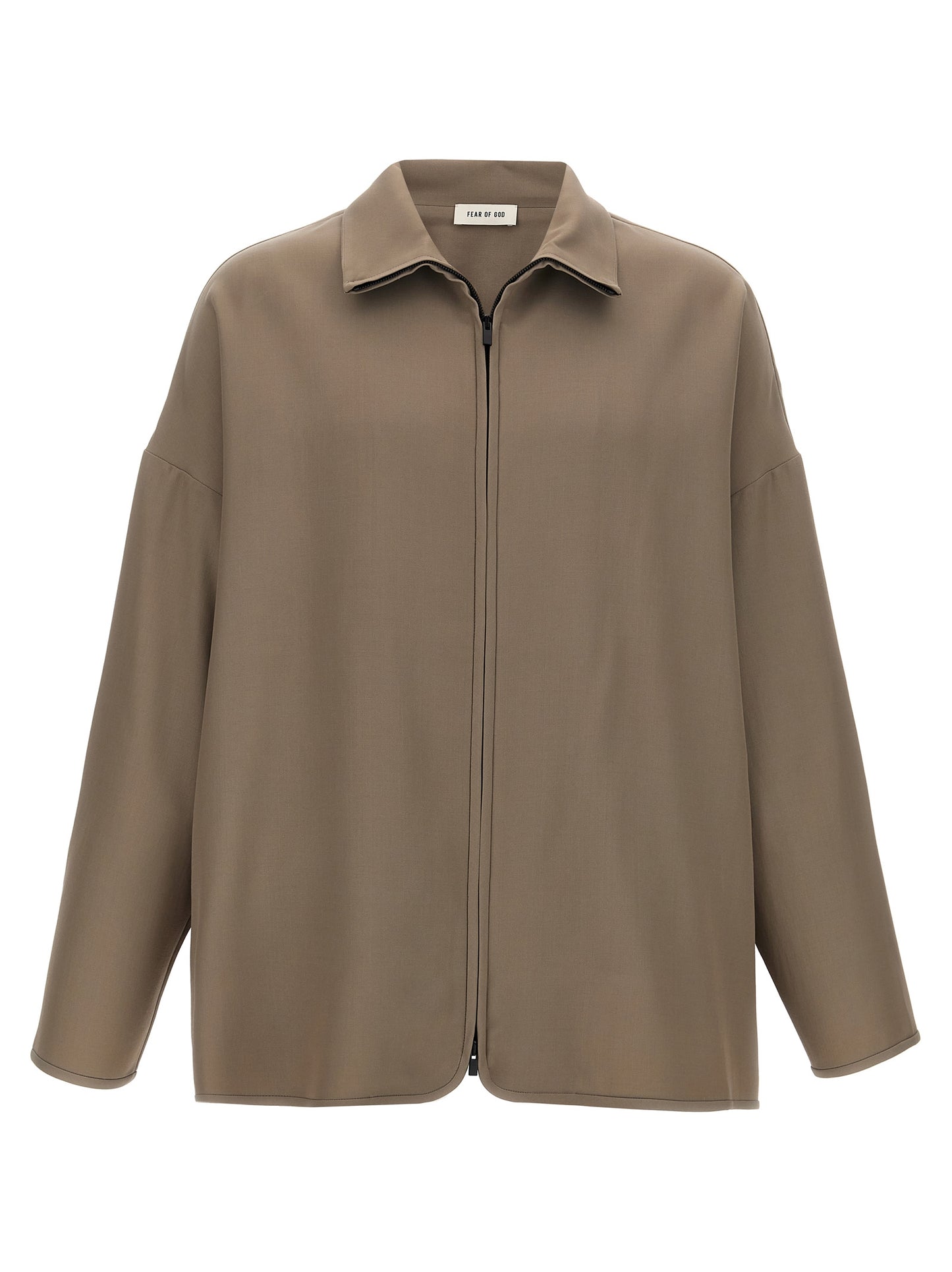 Beige Virgin Wool Full-Length Jacket
