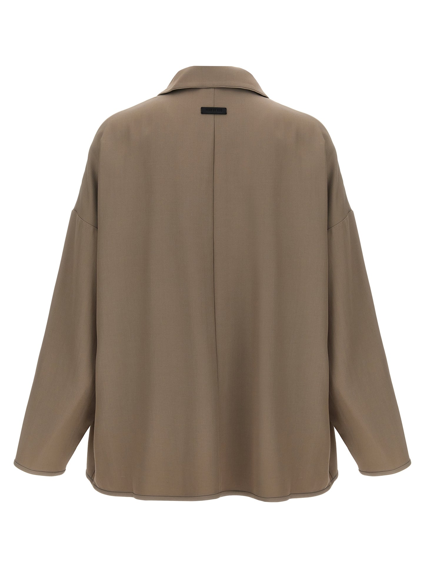 Beige Virgin Wool Full-Length Jacket