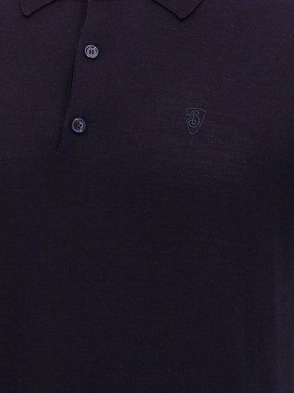 Blue Wool Polo Shirt