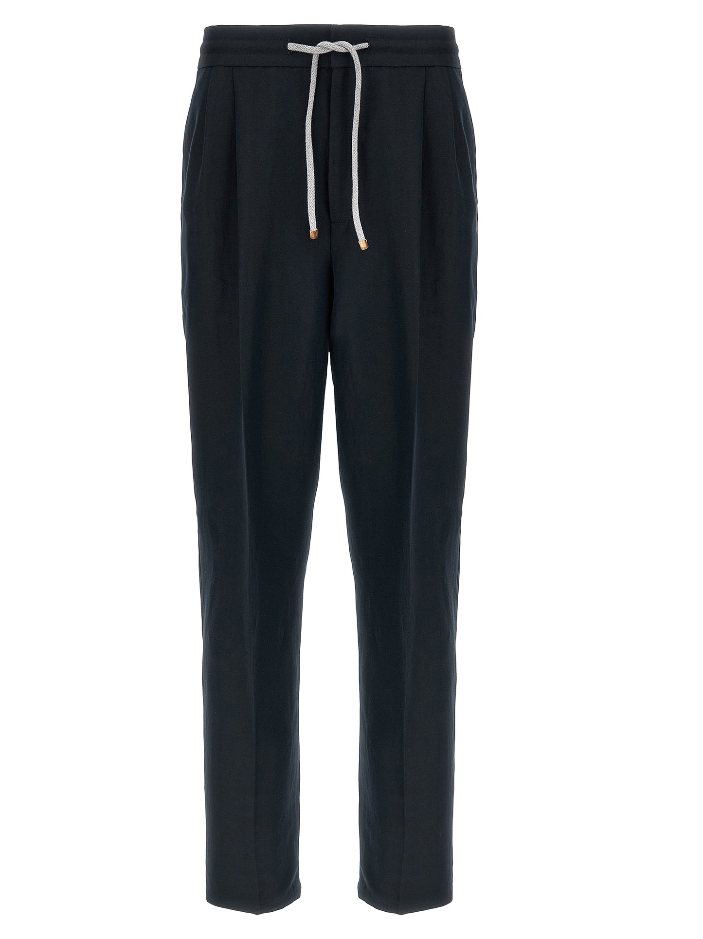 Blue Linen Casual Pants