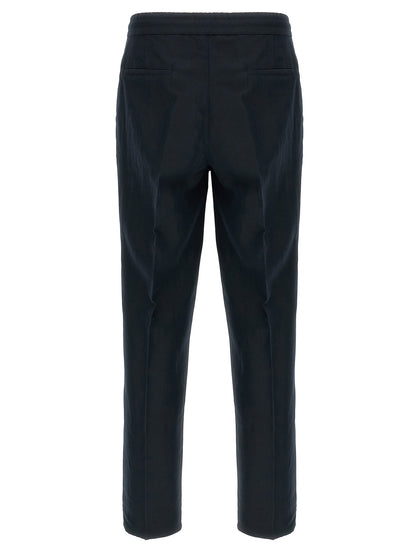 Blue Linen Casual Pants