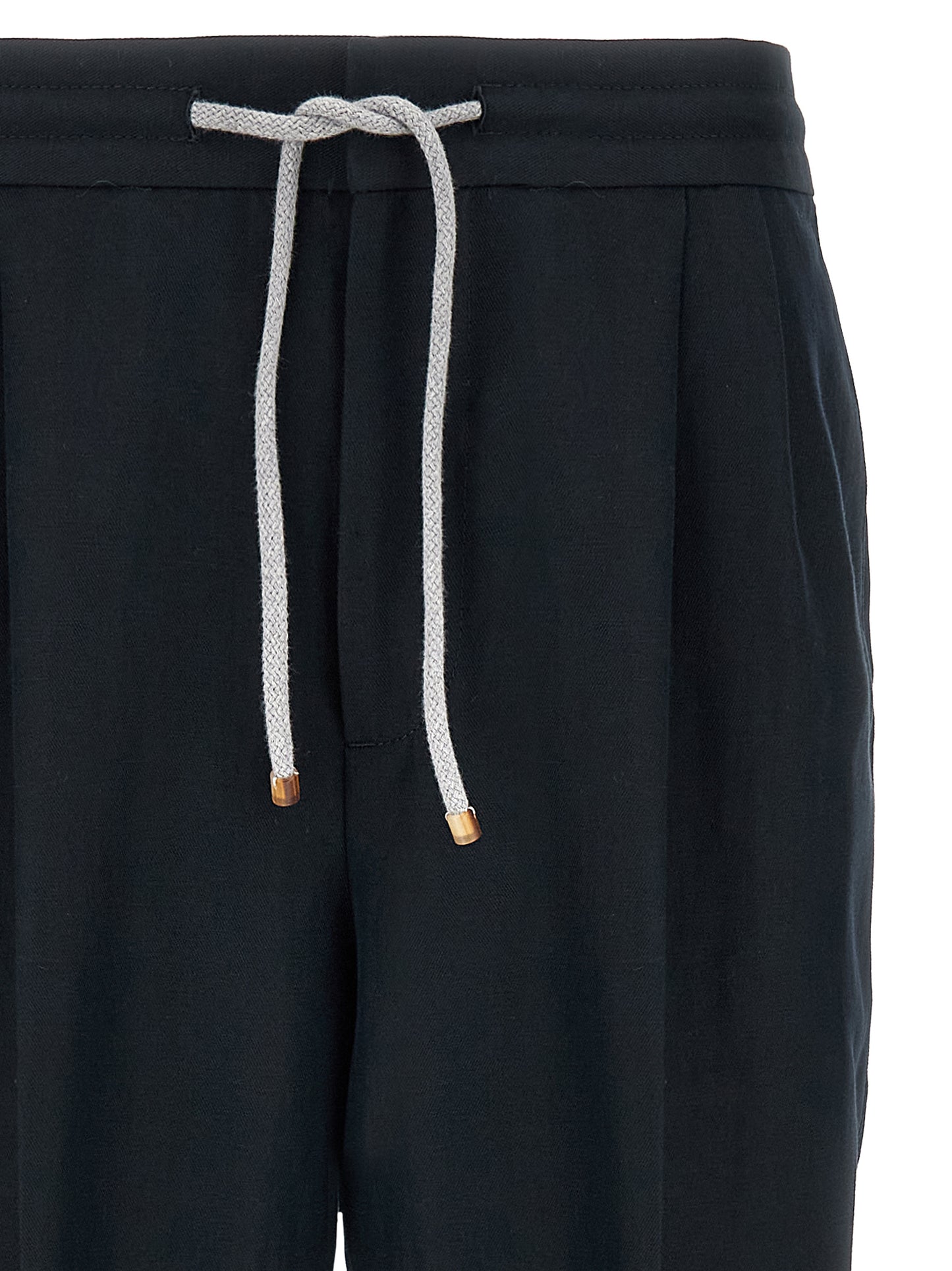 Blue Linen Casual Pants