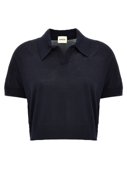 Blue Wool Shortsleeve Shirt