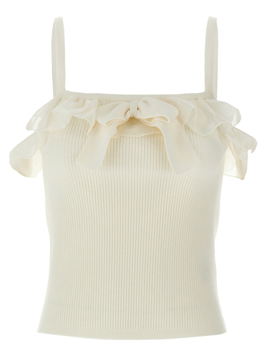 White Wool Sleeveles T-Shirt