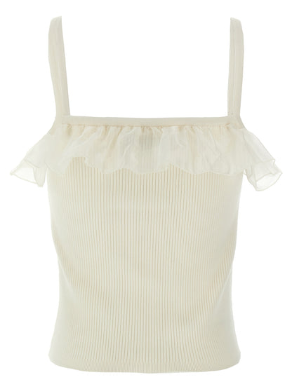 White Wool Sleeveles T-Shirt