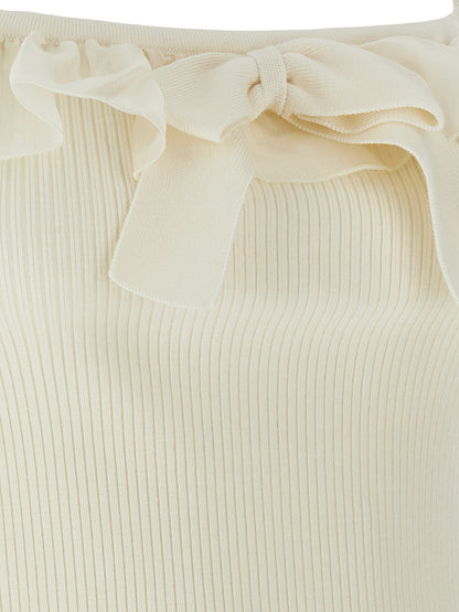 White Wool Sleeveles T-Shirt